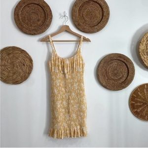 NEW Abercrombie Yellow Flower Floral Smocked Mini Dress